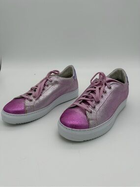 Valentina Rangoni Metallic Pink/Purple Platform Sneakers - Women's Lace-Up 38